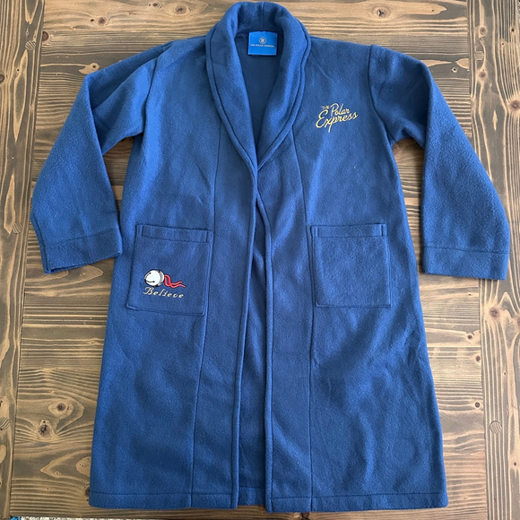 Kids The Polar Express Robe Blue Gold Size XL No Tie Christmas Holiday Pajamas - Picture 1 of 8